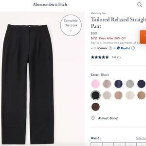 Abercrombie and Fitch New With Tags Tailored Relaxed Straight leg pant